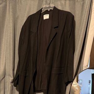 Old Navy Black Jacket with White Label and Blue Logo
